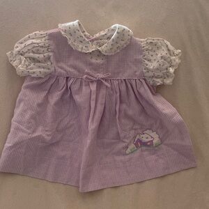 Adorable Vintage Purple Baby Dress with Floral Details
